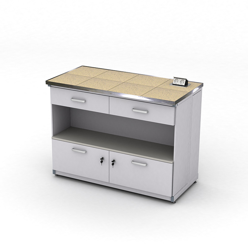 Cтіл демонстраційний лабораторний ЕКСПЕРТ з розетками та шухлядами, 1200х600х900, керамограніт, арт. 41-08.211